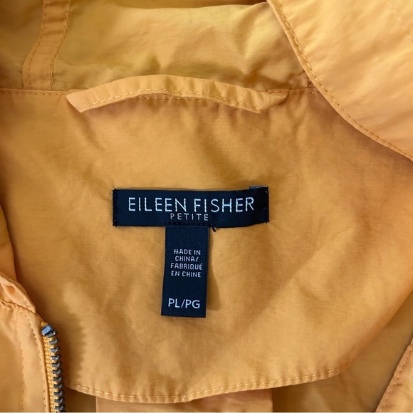 Eileen Fisher Organic Cotton Yellow Orange Hooded Zip-Up Jacket Windbreaker PL - Picture 7 of 11